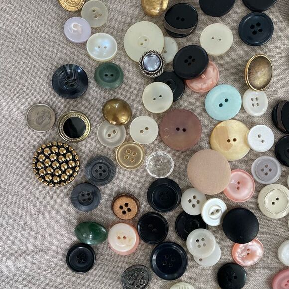 Vintage 164 Lot of Spare Buttons Metal Pastel Rhinestone Crest Assortment - Picture 3 of 13
